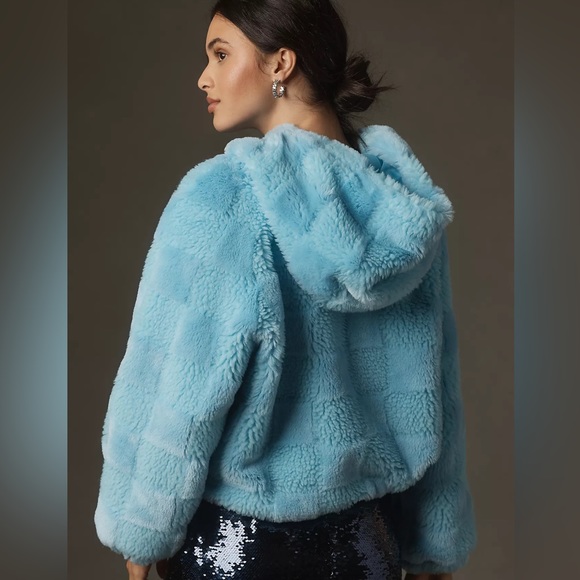 Anthropologie Jackets & Blazers - By Anthropologie Cropped Faux Fur Hoodie Jacket NWT